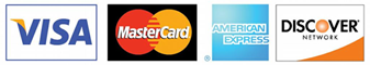 We accept Visa, MasterCard, AmEx, and Discover